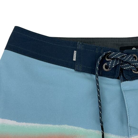 Quiksilver Surfsilk Air Brush Boardshorts Trunks Boys Sz 28 XL Blue Yellow - Picture 4 of 8